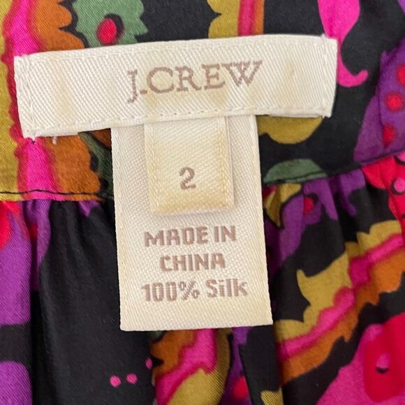 J. Crew Silk Paisley Sleeveless Round Collar Button Blouse, Shirt, Size 2 - Picture 9 of 12